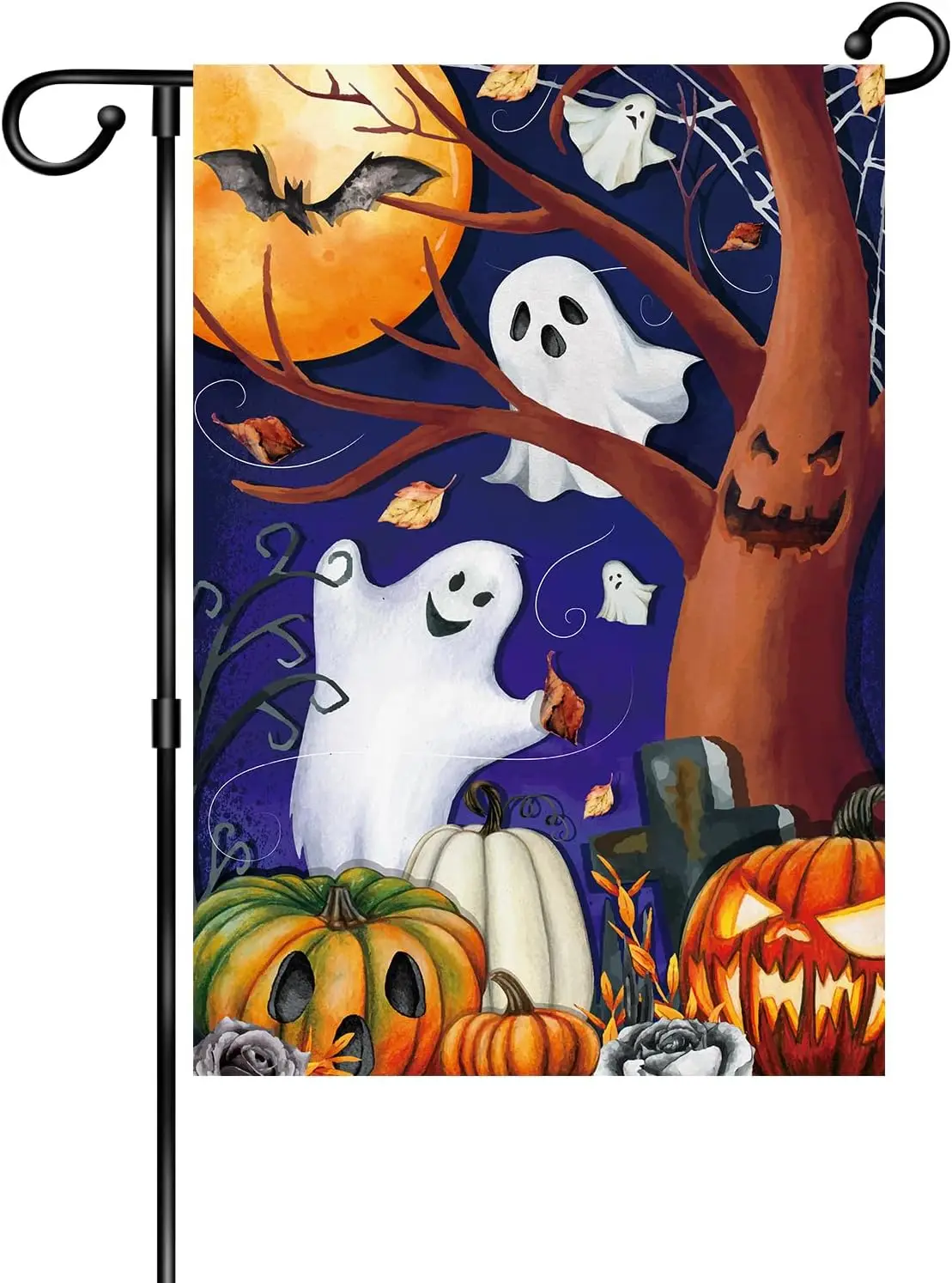 Halloween Boo Ghost Garden Flag,Trick or Treat Happy Halloween Yard Flag,Thanksgiving Pumpkin Ghost Small Yard Flags 12 x 18 Inc