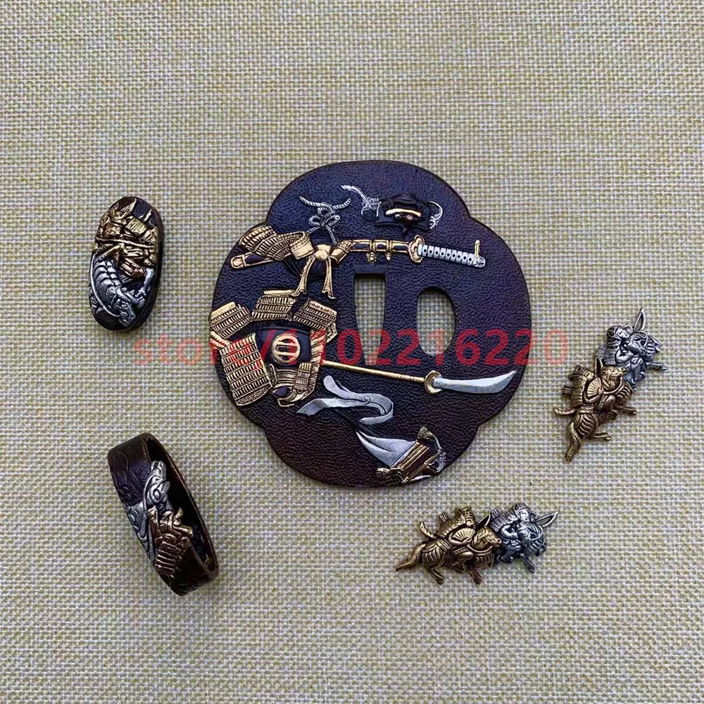 

Exquisite Copper Brass Gold Plated Silver Tsuba Handguard Fuchi Kashira Menuki For Real Japan Samurai Katana Sword Fittings