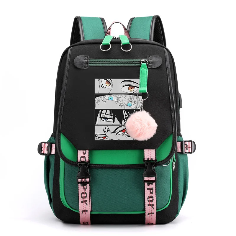 Nova moda popular anime padrão mochila adolescentes casual rua legal mochila grande capacidade usb anime mochilas