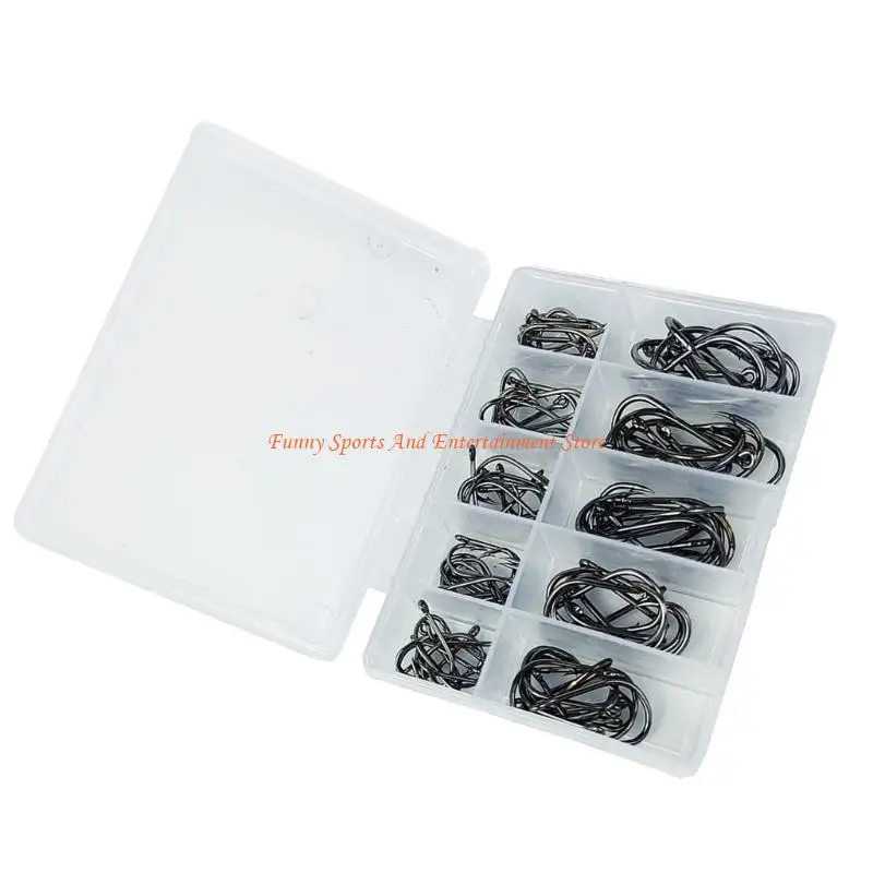 C4DE 500 قطعة خطاف الصيد من الفولاذ الكربوني مع صندوق مقصورة دوائر الكارب هوك صيد سمك الشبوط ملحقات صيد الأسماك