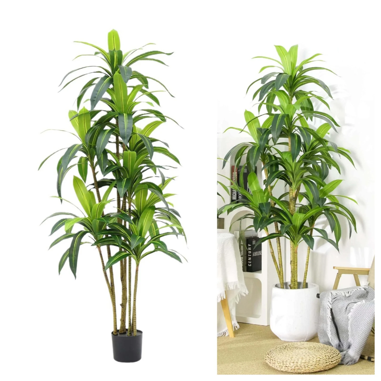 Artificial Tree Plants, Indoor Fake Brazilian Wood Tree, Decorative Fake Plants Realistic Decor For Bedroom Bathroom Home Office