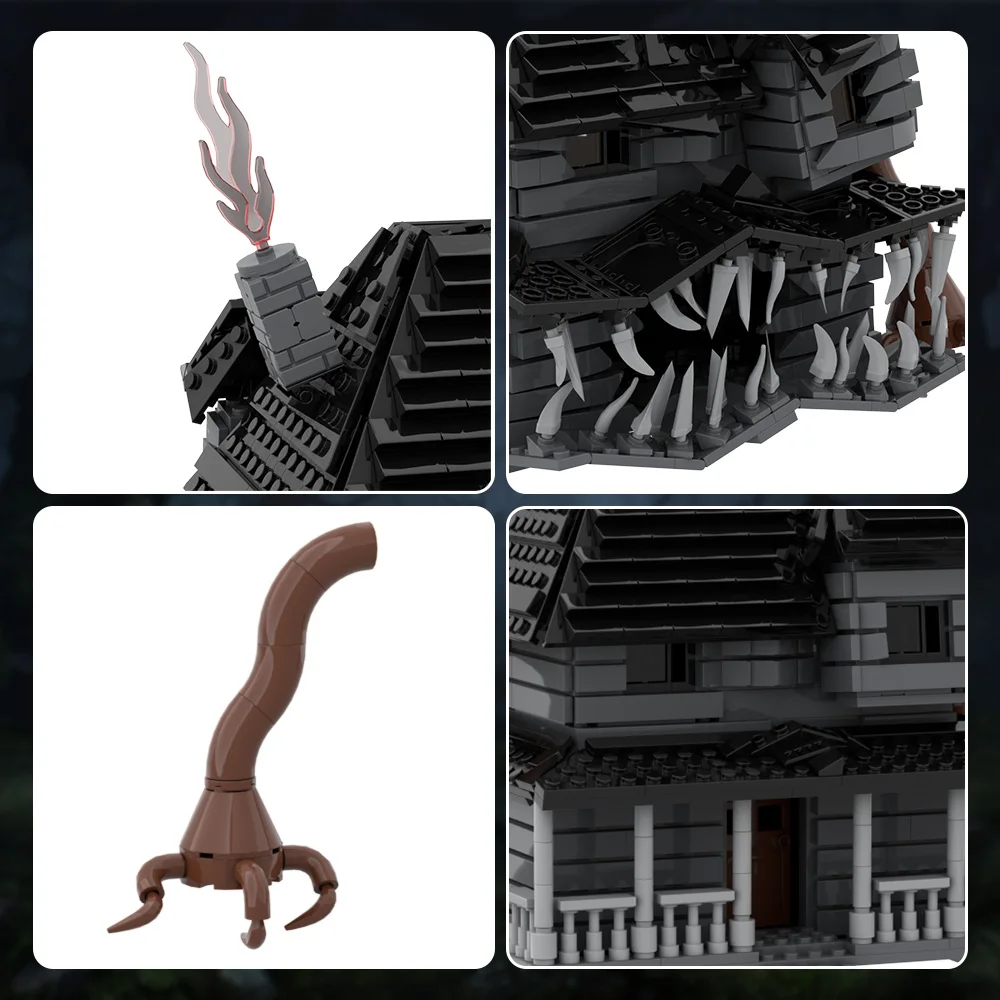 MOC Monster House Modello Building Blocks Horror Casa stregata Appartamento in stile mostro Architettura Mattoni Giocattolo Regalo di Halloween