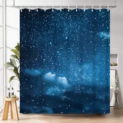 Galaxy Starry Sky Shower Curtain for Bathroom Fantasy Outer Space Universe Nebula Planet Star Bath Curtain Home Decor with Hooks