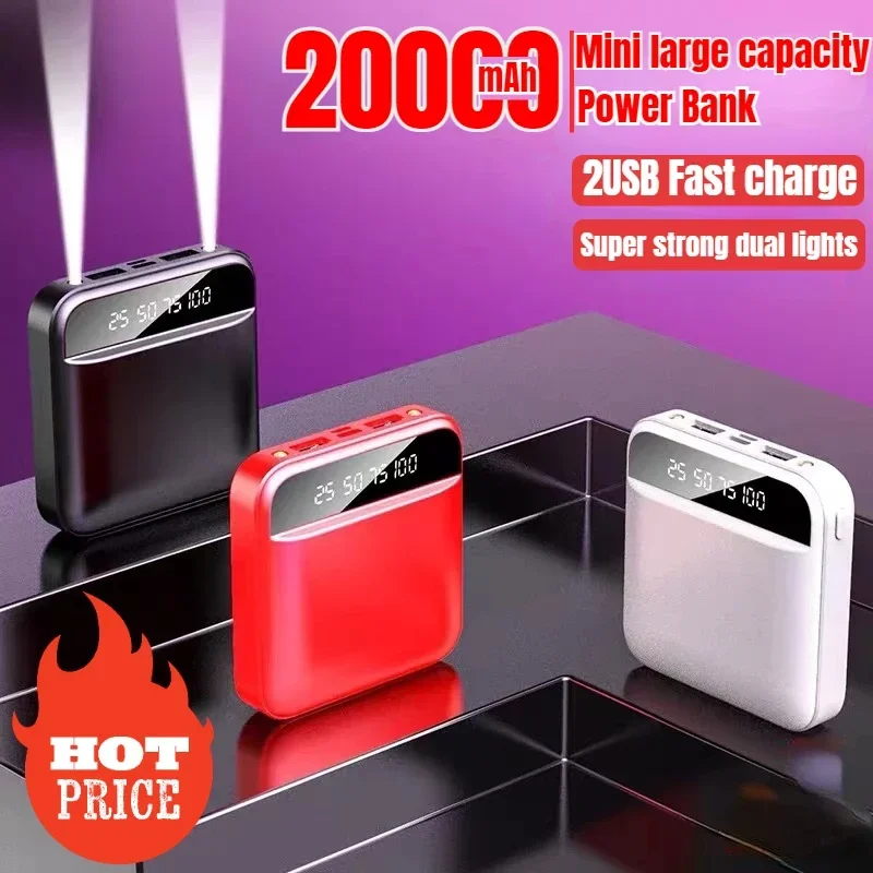 Mini 20000mAh Power Bank Two-way Fast Charging External Charger Digital Display Portable External Battery LED for Xiaomi iPhone