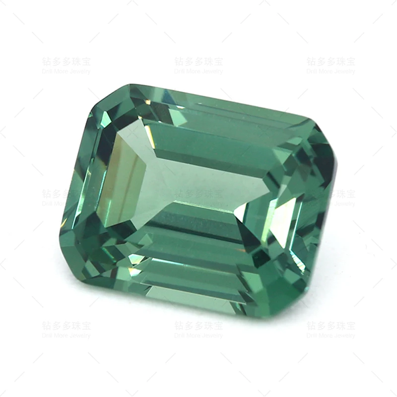 Hot Selling High-quality Laboratory Cultivation Of Sapphire, Emerald, Bare Stone, 4CT  Green Rectangular Chamfer