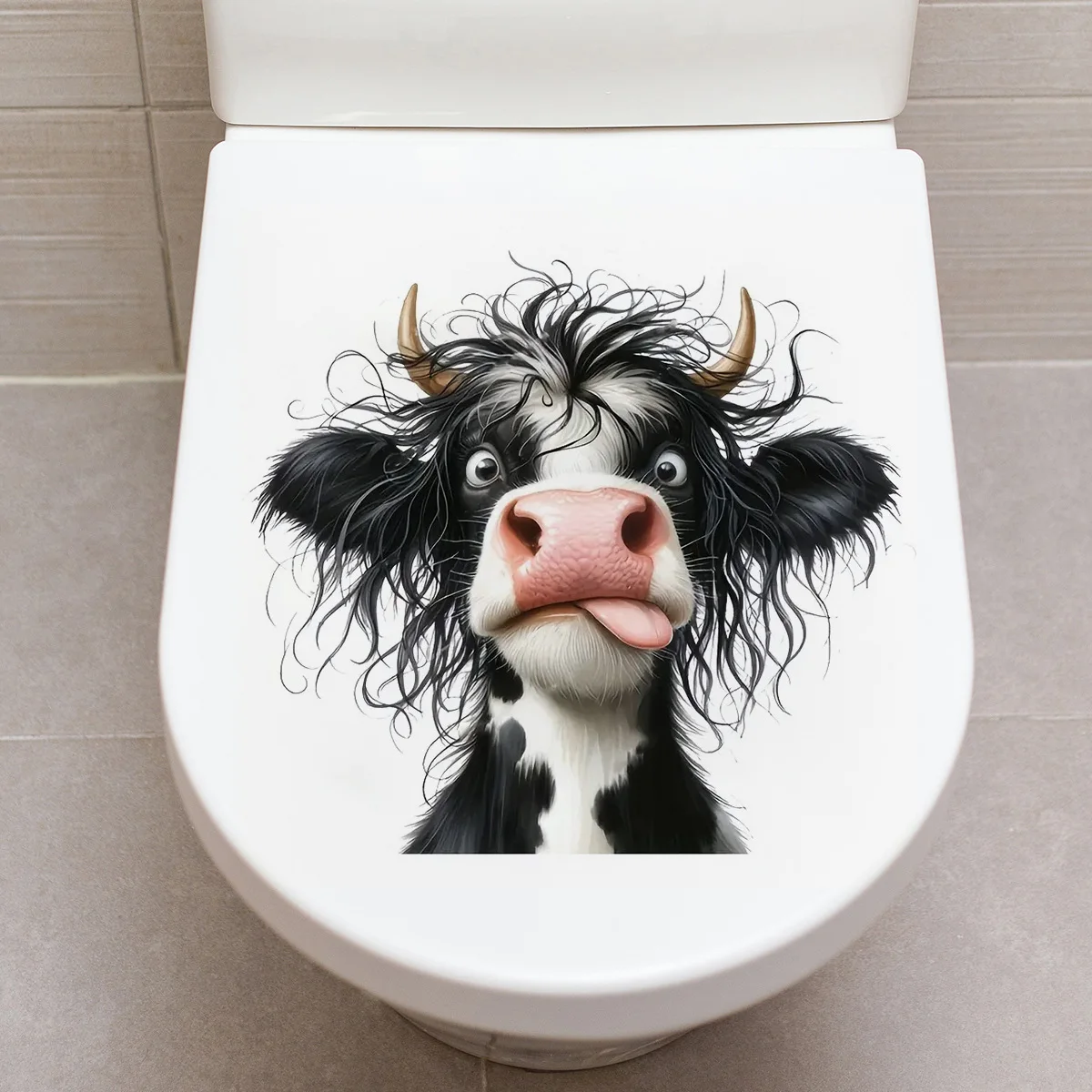 

Funny Cow Head Stickers,Wall Toilet Decal Removable, Waterproof Vinyl Car Sticker for Bathroom Decor, Outdoor Indoor Use