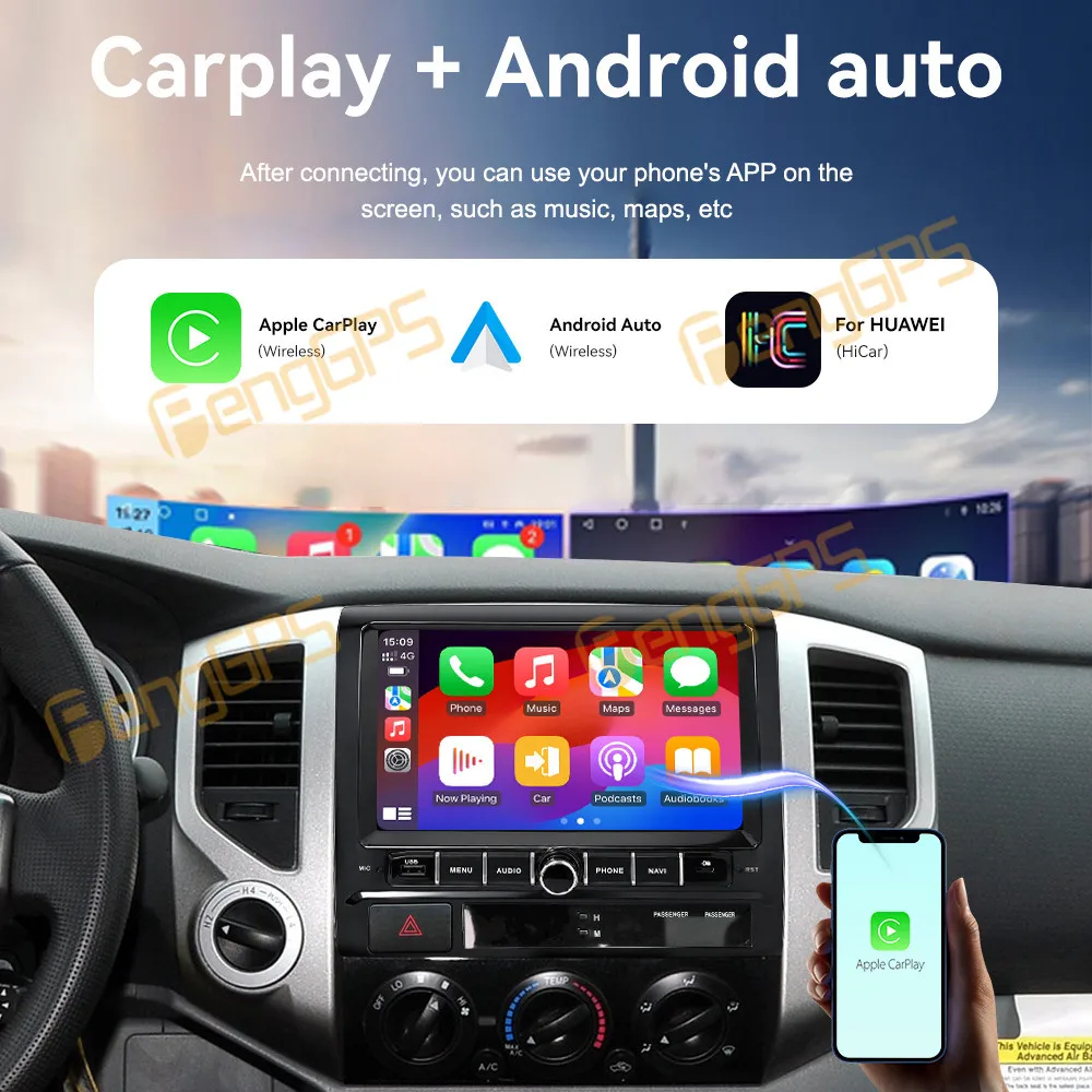 Radio Tape Recorder 9 inch Combined Screen For Toyota Tacoma 2005‑2015 Android 14 Car Multimedia Player Radio Dvd Player