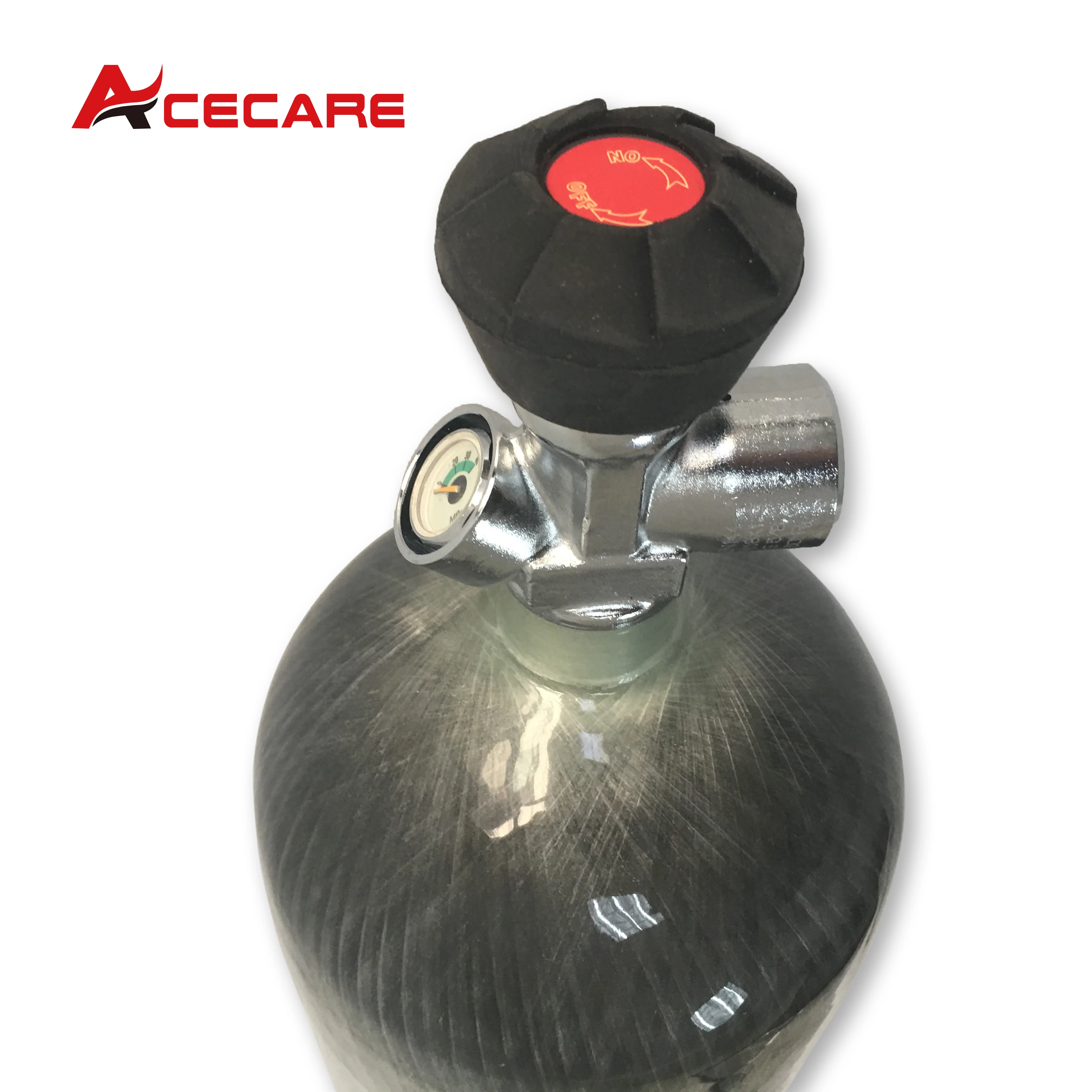 ACECARE 6.8L Silinder Serat Karbon 30Mpa 300Bar 4500Psi CE dengan Katup Pengukur Kecil untuk Scuba Diving