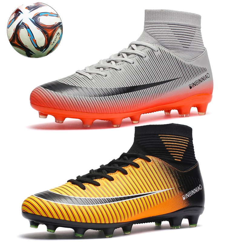 Botas de campo de fútbol para hombre, zapatos deportivos de entrenamiento de césped para interiores, zapatillas de fútbol rápidas, zapatillas de tobillo informales profesionales para niños