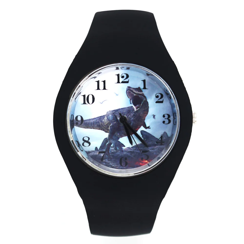 

Dinosaur Jurassic Dino Tyrannosaurus Rex Dragon Pattern Men Women Fashion Silicone Band Sport Quartz Wrist Watch