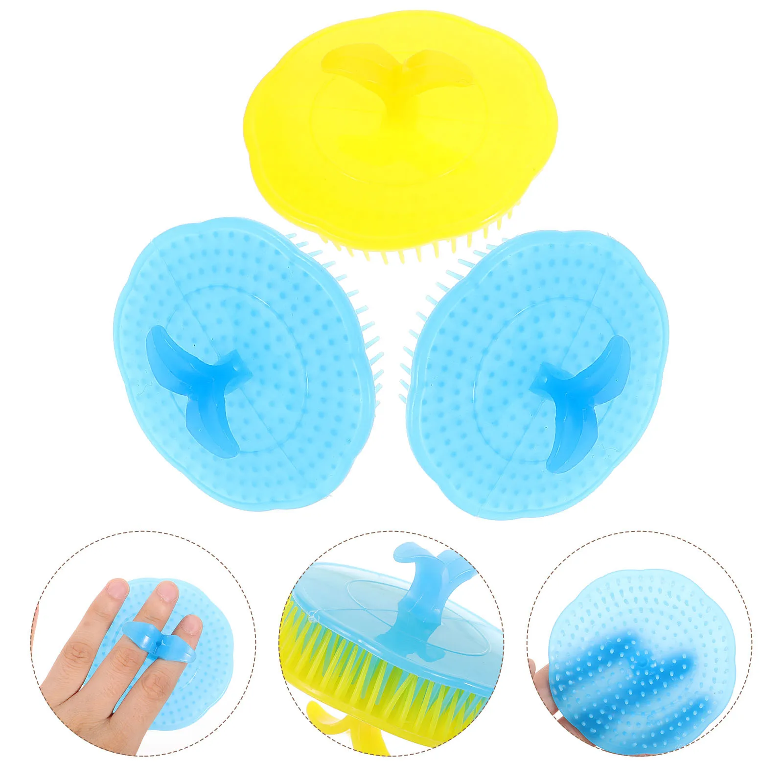 

3Pcs Head Massage Brush with Exfoliating Bristles Portable Hair Care Tool for Scalp Stimulation and Styling Gel Application in