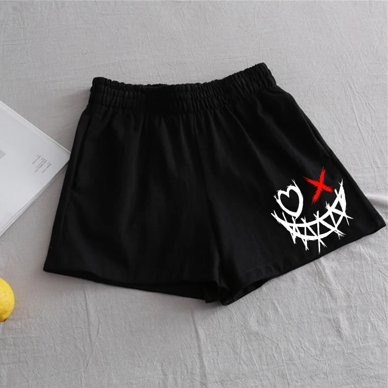 Gothic Y2k fashion casual women\'s shorts 2022 summer new smiley horror print shorts goth punk vintage streetwear women Harajuku