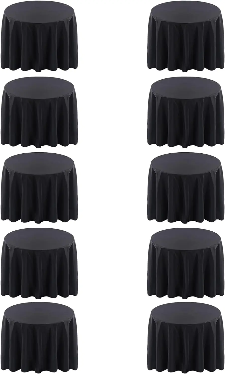 10er Pack schwarze Tischdecke für runde Tische, 132 Zoll runde Tischdecken für Hochzeiten, Bankette oder Restaurants