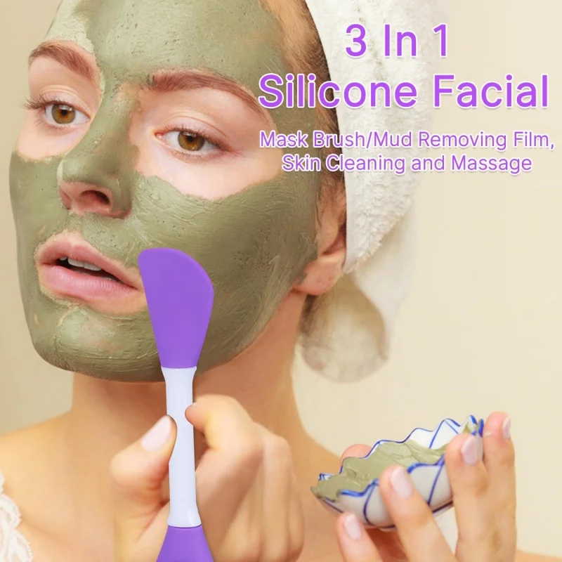 8/4/2 Stuks Gezicht Borstel Set Siliconen Gezichtsmasker Applicator Dubbele Hoofd Lotion Spatel Mee-eter gezicht Lip Peeling Huidverzorging Gereedschap