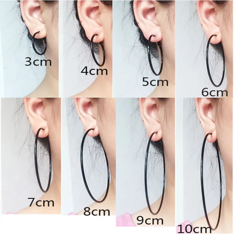 Sexy Black Large Hoop Earrings Basketball Brincos Celebrity Big Circle Earrings for Women Punk Jewelry femme aros