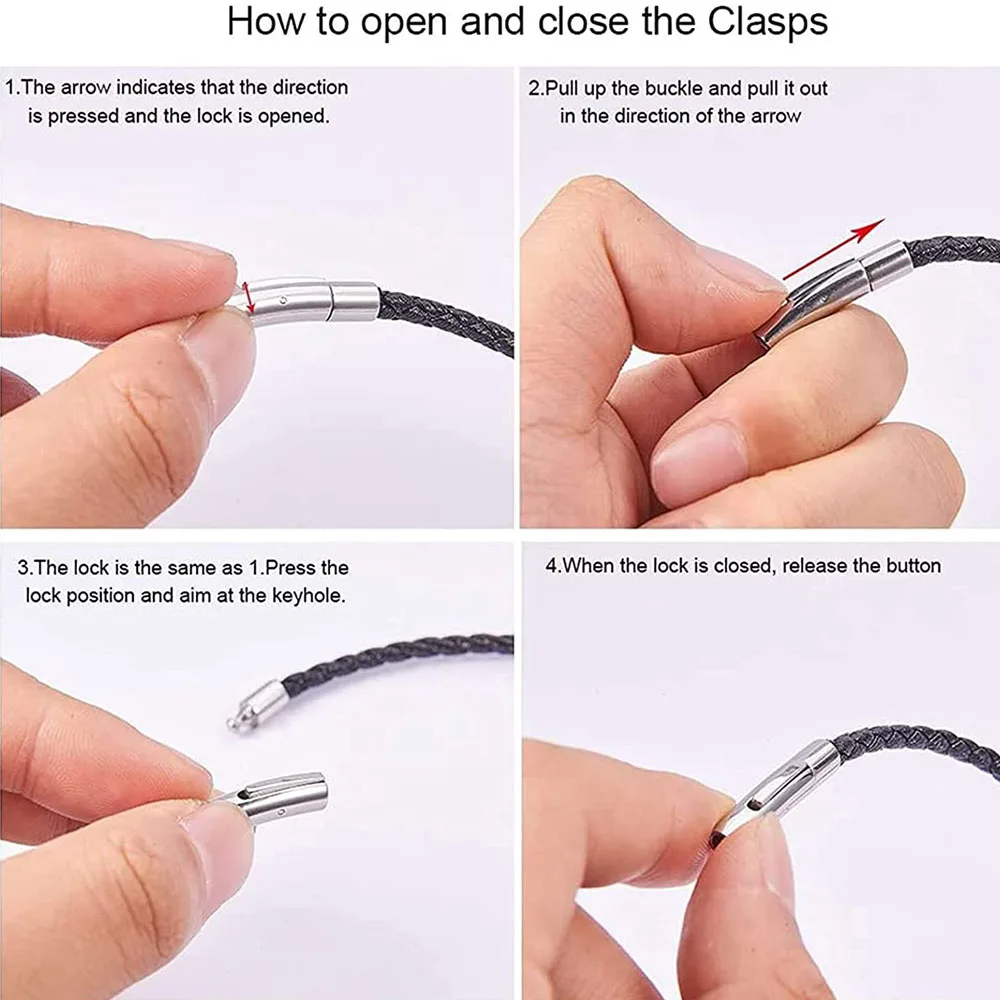 10pcs Stainless Steel Cord End Clasps Bayonet Curved Tube Column Clasps Connectors for Bracelets Necklaces Buckle Jewelry Making