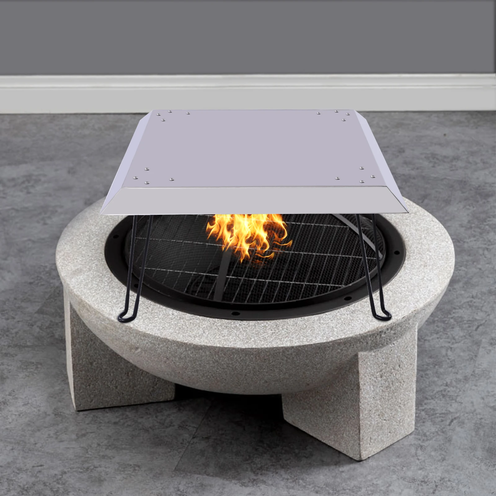 Stainless Steel Fire Pit Heat Deflector with Legs