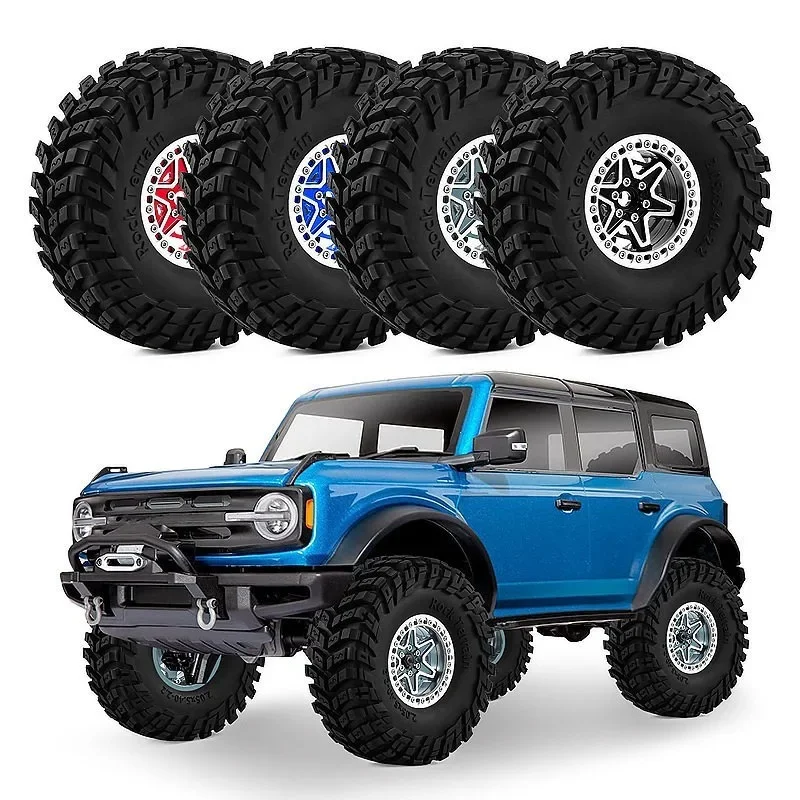 4pcs 2.2 inch RC Crawler Tire & Beadlock Wheel Rim for 1/8 1/10 Axial AXP8 SCX10 II III TRX4 Gen7/8 D90 Wraith RC Crawler Car