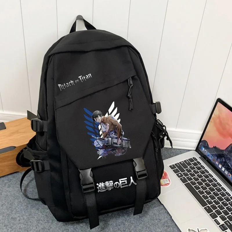 

32×45×14cm Black Blue White, Attack On Titan, Attack On Titan, Anime, Student Kids Teens School Bags, Backpacks, Girls Boys