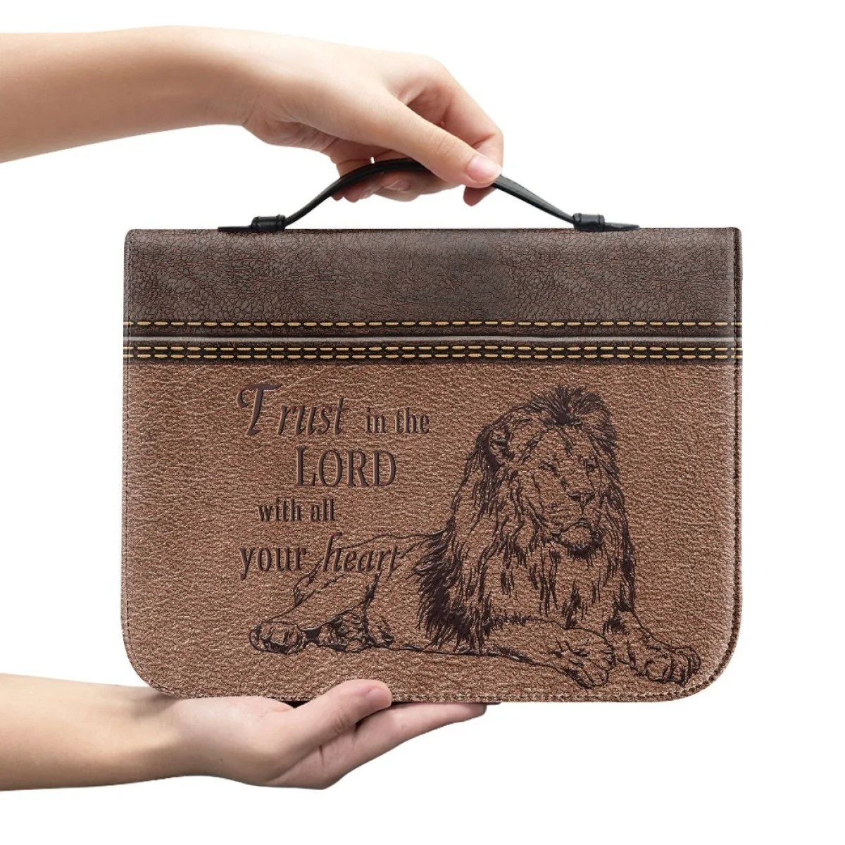 Sac Bible en cuir imprimé avec croix, sac de rangement de voyage pour étudiant, sac à main de rangement Portable à une main pour étudiant