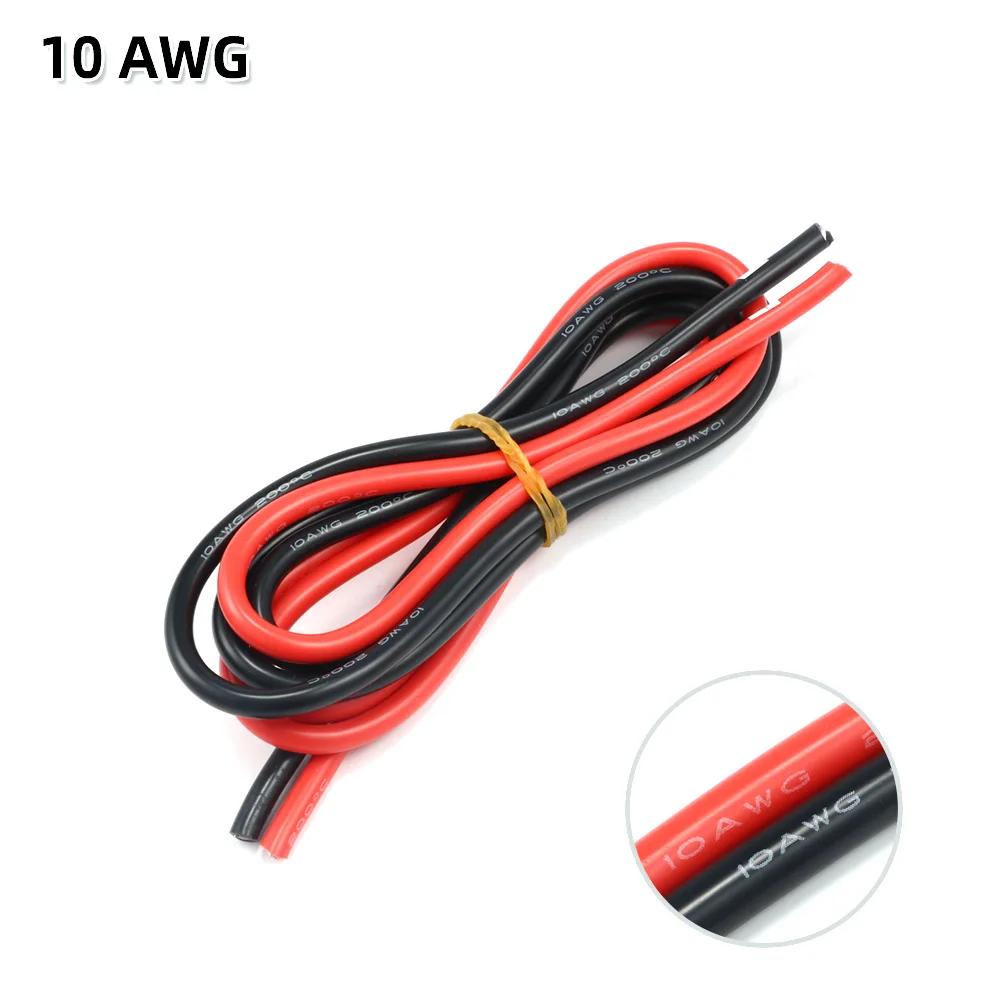 2 meter siliconendraad 8 10 12 14 16 18 20 22AWG hittebestendige zachte siliconen silicagel draadkabel (1 meter rood + 1 meter zwart)