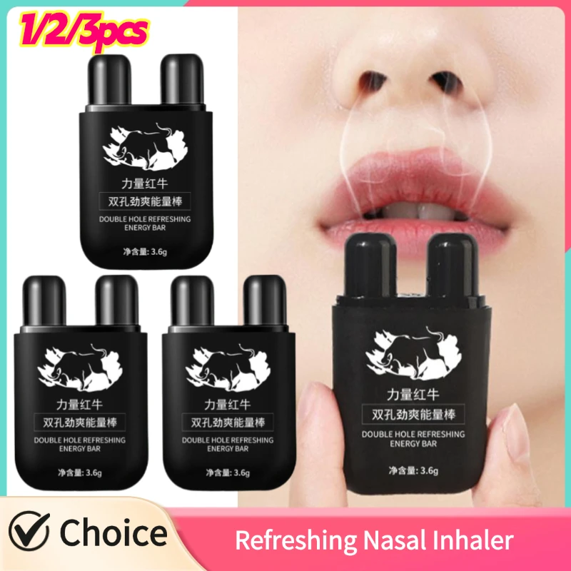

Refreshing Nasal Inhaler Powerful Red Bull Wake Up Stick Double Holes Energy Bar Anti-Drowsiness Refreshing Cooling Stick