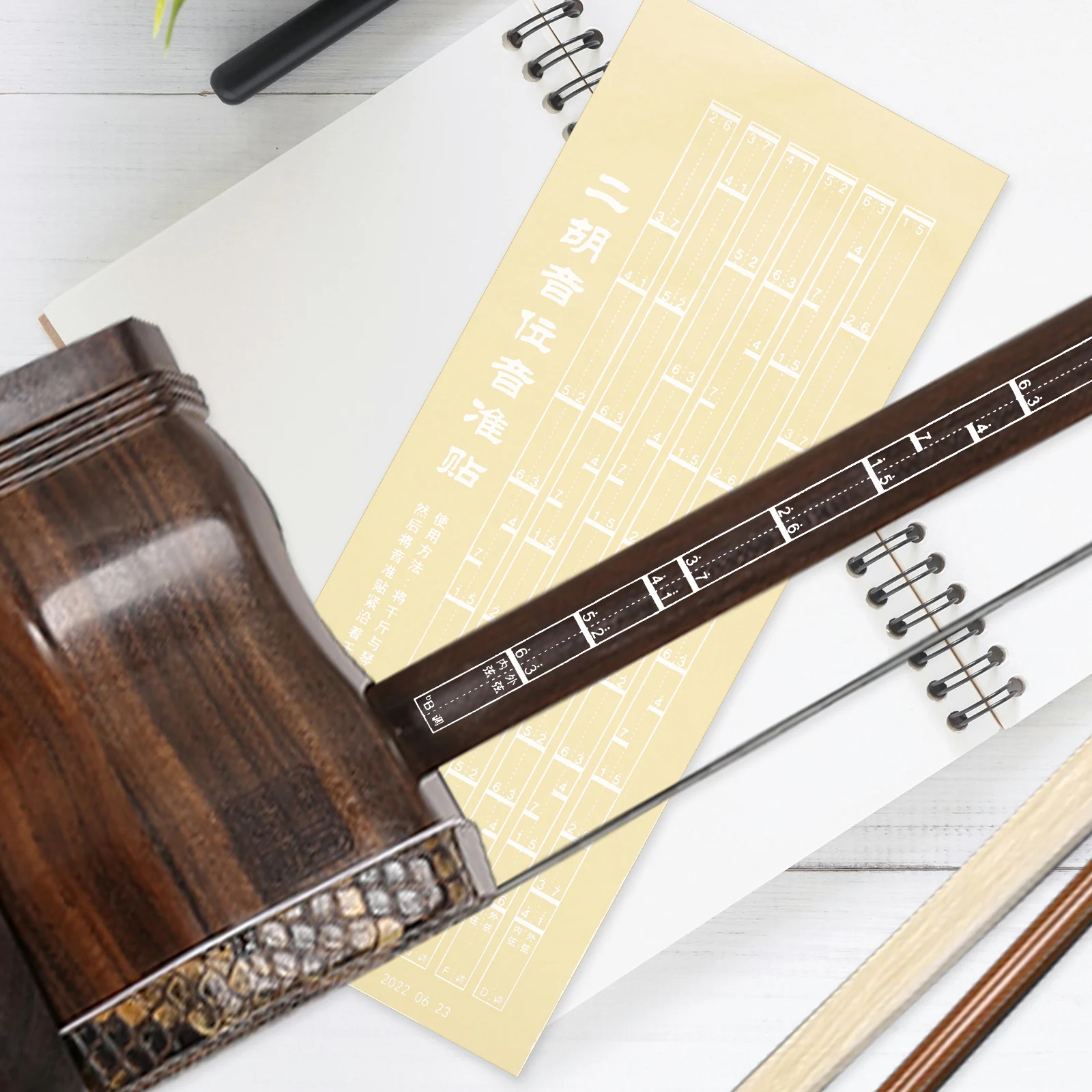 

4Sheets Erhu Fretboard Stickers Sound Scale Decals Black Map Notes Chart Practice Accessories Lightweight Portable NoResidue