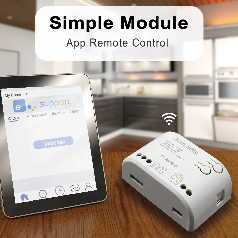 Easy-to-control Smart WIFI 1CH Smart Switch with RF433 Jog/self-locking/interlocking Mode PST-TYAC-1CH