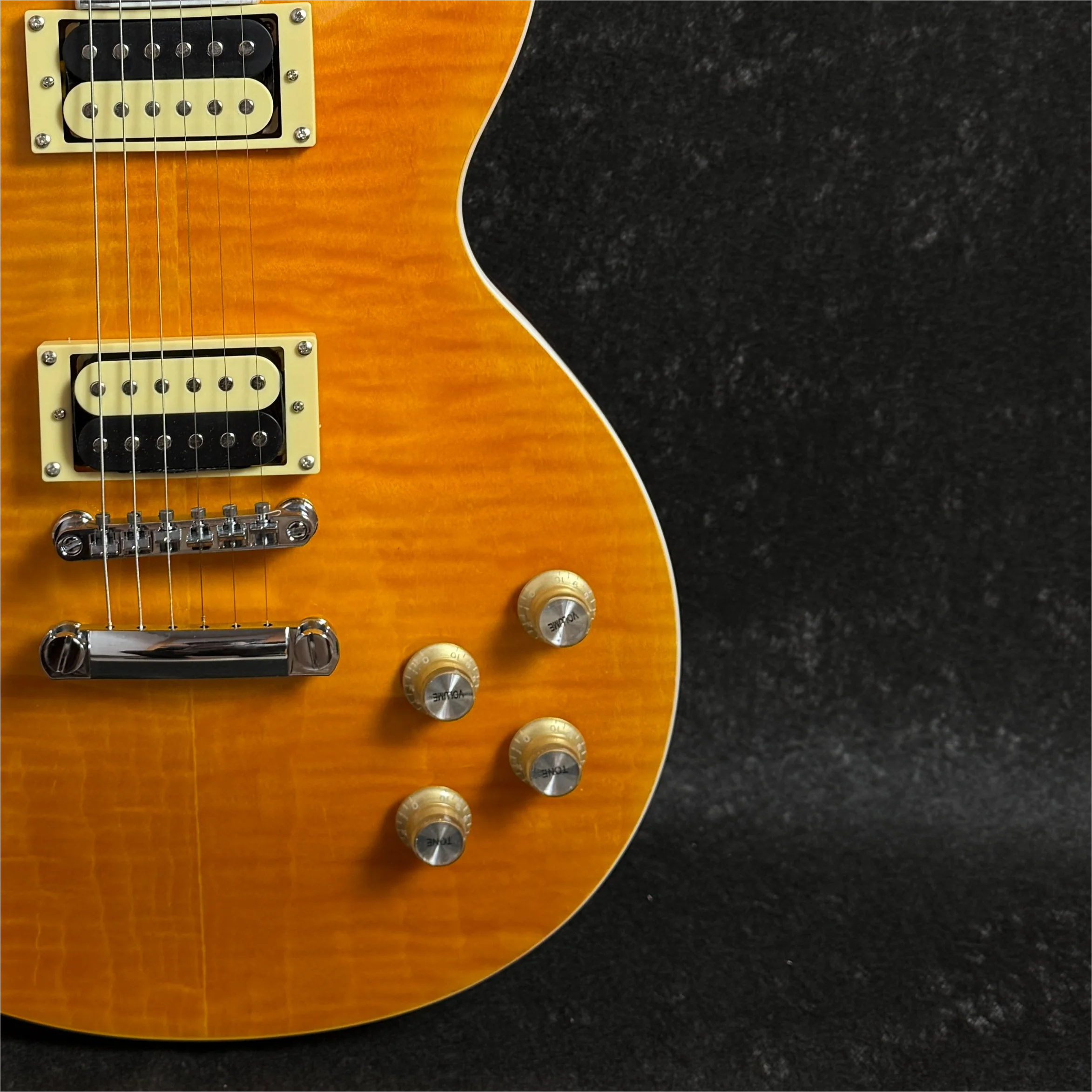 Yellow Tiger Stripe Top Red Back Gold Tuners Mahogany Body LPGUI Electric Guitar HH Pickup Cutaway Body Rosewood Fingerboard