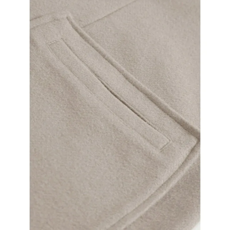 KIDWHXR Herren-Mantel, Herbst-Winter, doppelreihige Jacke aus Wollmischgewebe, Herren, lange Ärmel, mit Taschen, mittellange Länge, lässige Herren-Oberbekleidung. – Detail 11