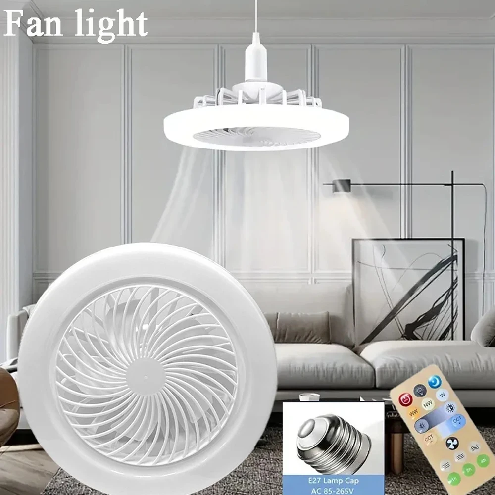 Smart 2-in-1 Ceiling Fan with Remote Control and 3-Speed E27 AC85-265V Lighting Base For Living Room Bedroom Fan and Lamp