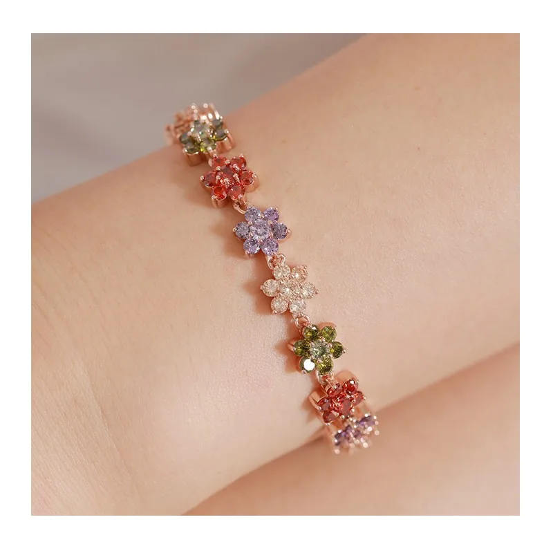 

Style New Fashion Rose Gold Zircon Bracelet Small Fresh Simple Diamond Enlaid Women's Bracelet Bracelet