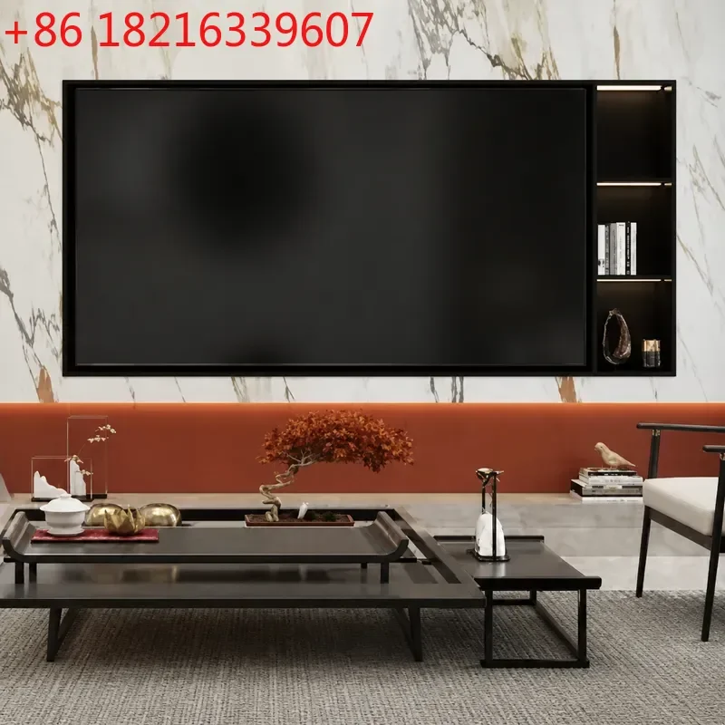 YAO75 85 100 Inch Stainless Steel TV Niche Embedded Metal Wall Recessed Hotel TV Background Frame Spot