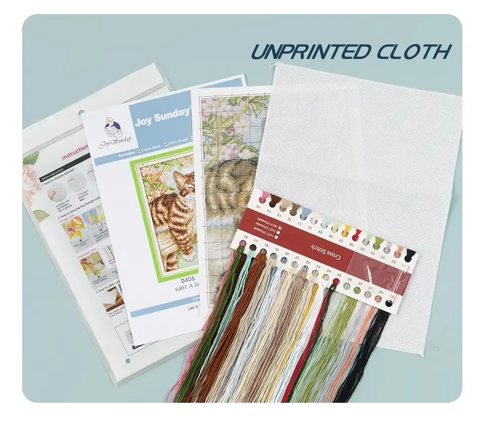 Joy Sunday Pre-printed Cross Stitch Kit  Easy Pattern Aida  Stamped Fabric Embroidery Set-Coffee Shop