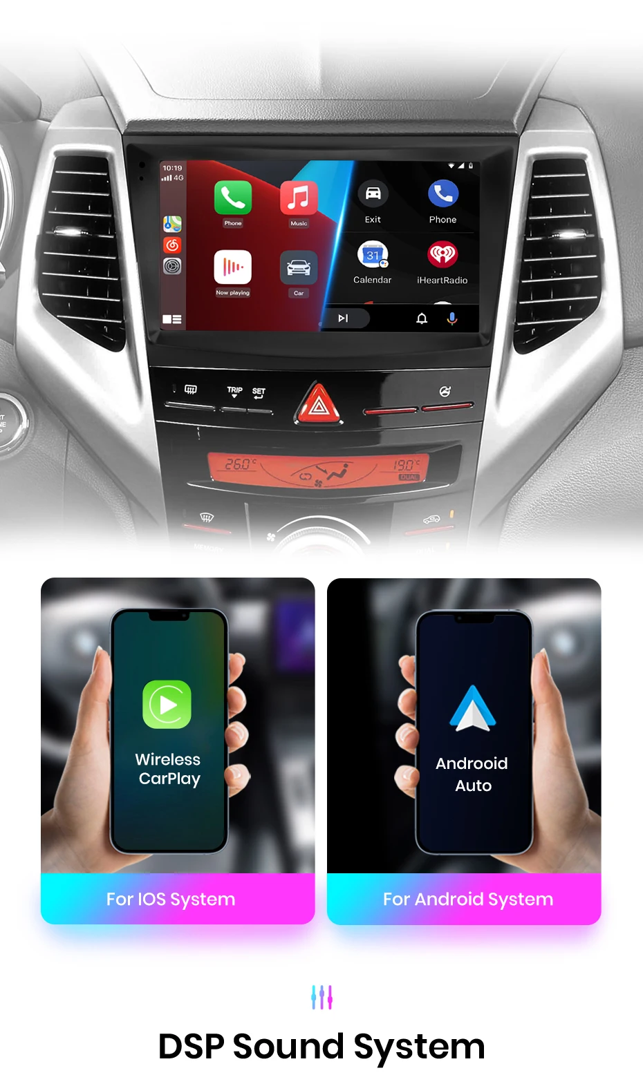 Junsun AI 4G LTE Drahtlose CarPlay Android Auto Auto Radio Für Ssang Yong Tivoli 2015 2016 2017 2018-2022 GPS Navi BT DSP RDS FM – Detail 10
