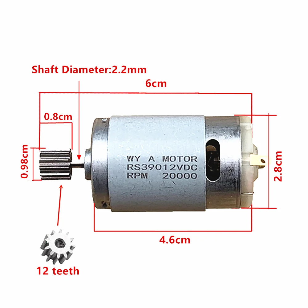 Motor de direção do carro do brinquedo do veículo elétrico das crianças, motocicleta do bebê e motor do carrinho 390, 12V, 6V DC, 24V