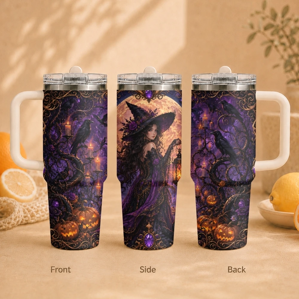 Halloween Witch Vacuum Flasks 40oz Vacuum Insulated Travel Mug - Stainless Steel Straw Cup Lid