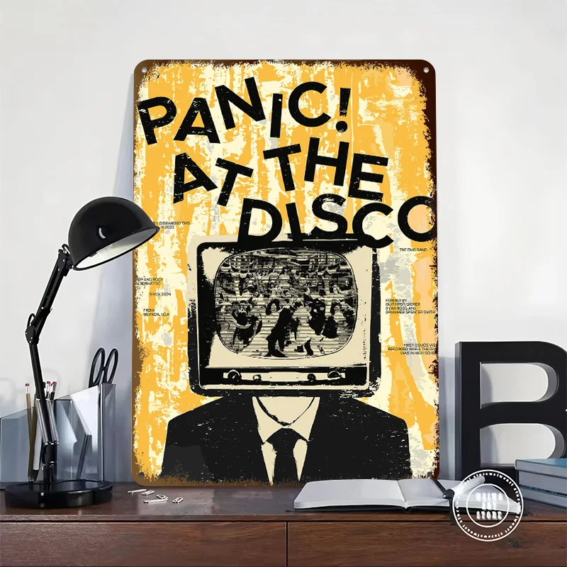 Panic! At The Disco Poster Retro 3D Printed Metal Signs Customized Wall Hanging Gift for Decoration Living Room Decor Men Art