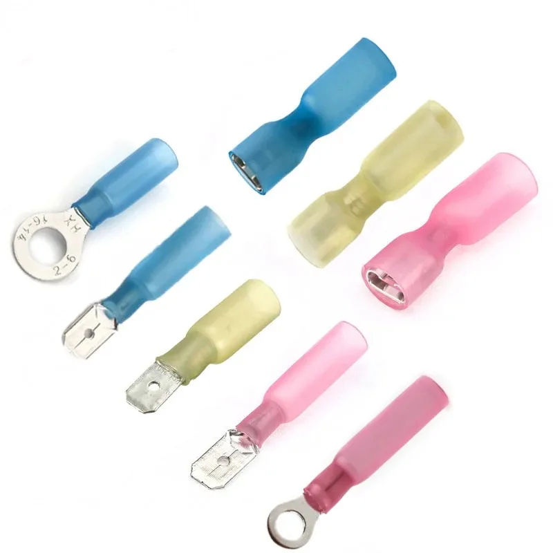 50/100Pcs Female Male Heat Shrink Spade Connector Insulated Ring Butt Wire Connectors Terminals Splice Wire Cable Crimp Terminal