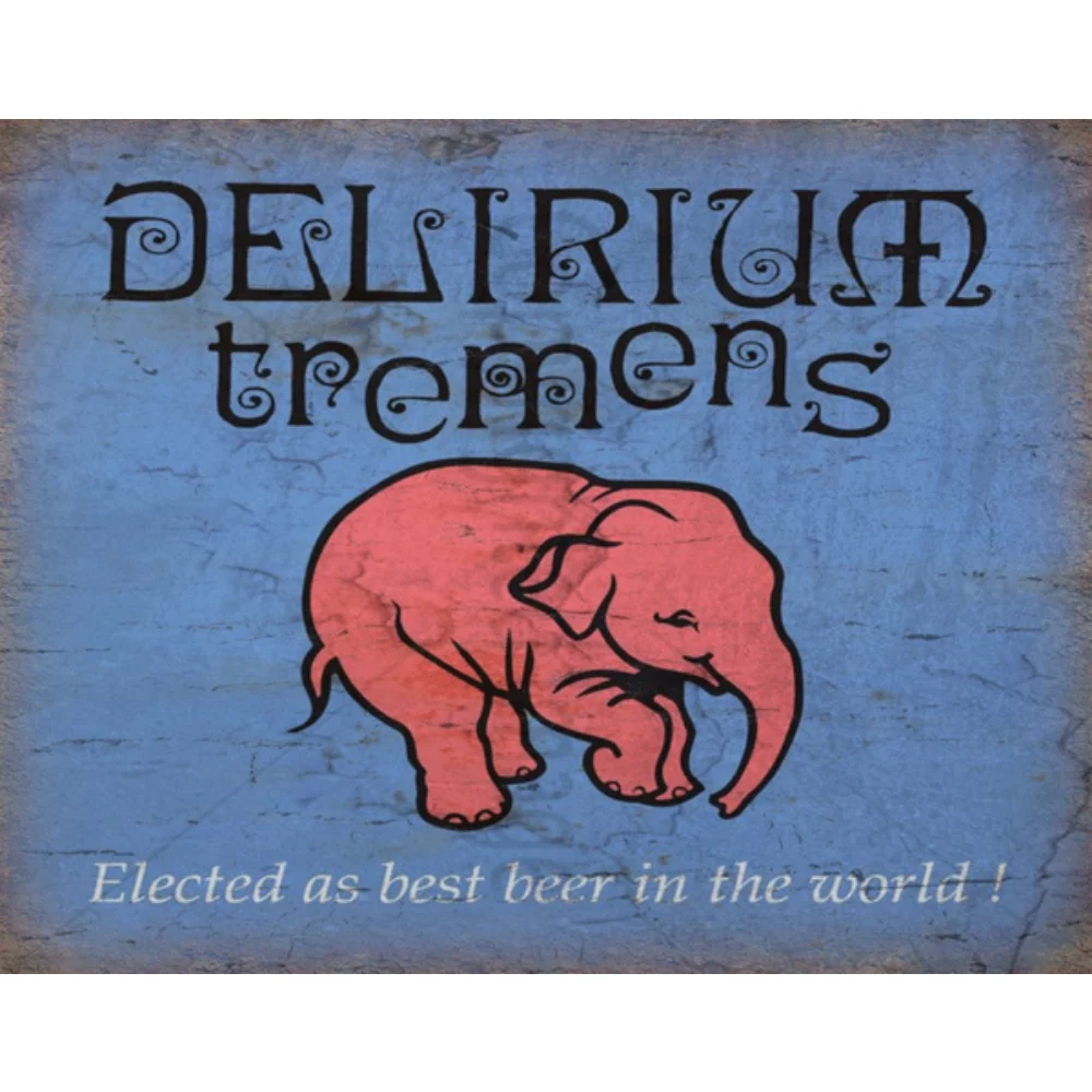 Delirium Tremens Belgian Beer Metal Tin Sign Poster Wall Plaque Tin Sign Retro Metal Sign ter Wall Decor Home Office Bar Pub