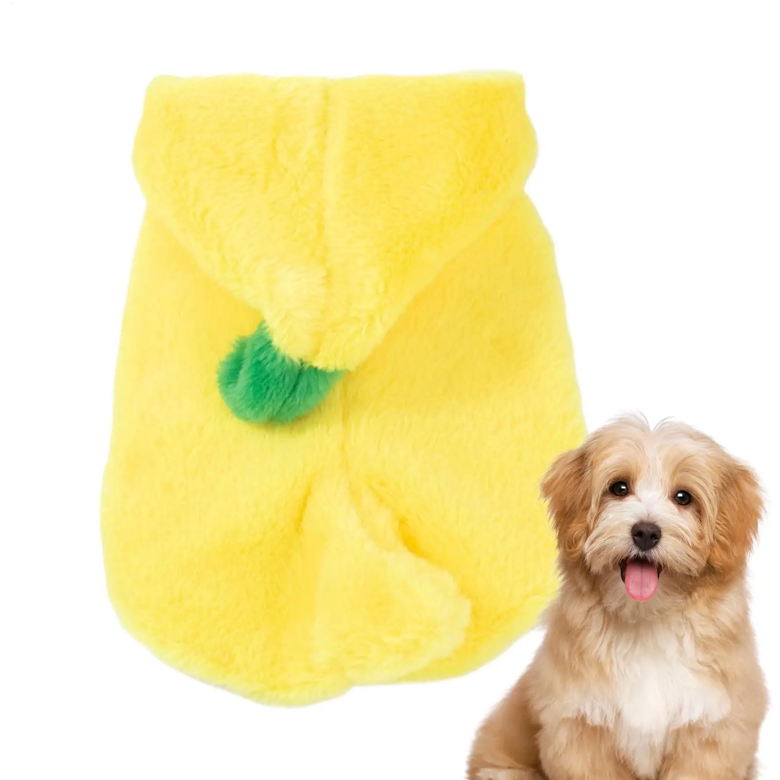 Warm Pet Banana Costume Soft Wool Lining Windproof Coldproof Festive Christmas Coat For Small Breed Cat Dog Daily Wear