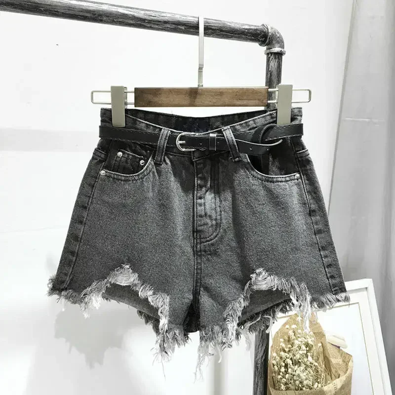 

Plus Size Vintage Streetwear Summer Ripped Denim Shorts Women Loose Casual Wide Leg Mini Sexy Shorts Beach Hotpants C7047
