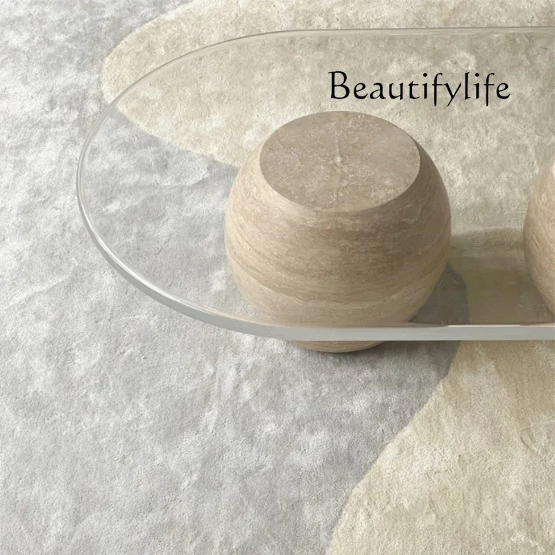 

BJ Nordic Creative Natural Cave Stone Tea Table Light Luxury Living Room Simple Tea Table Silent Style Marble