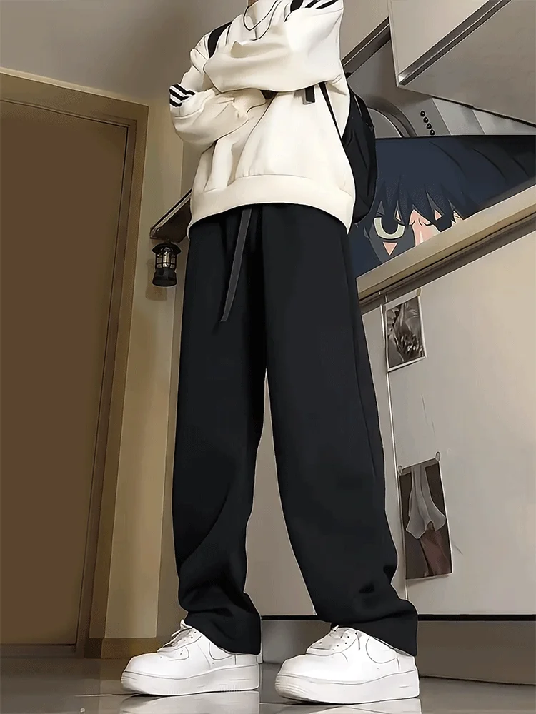 

Cleanfit Men's Bla Fce Lined Straight Leg Sweatpants Spring Autumn Casual Wear Durable Polyester Fabric Street Sle