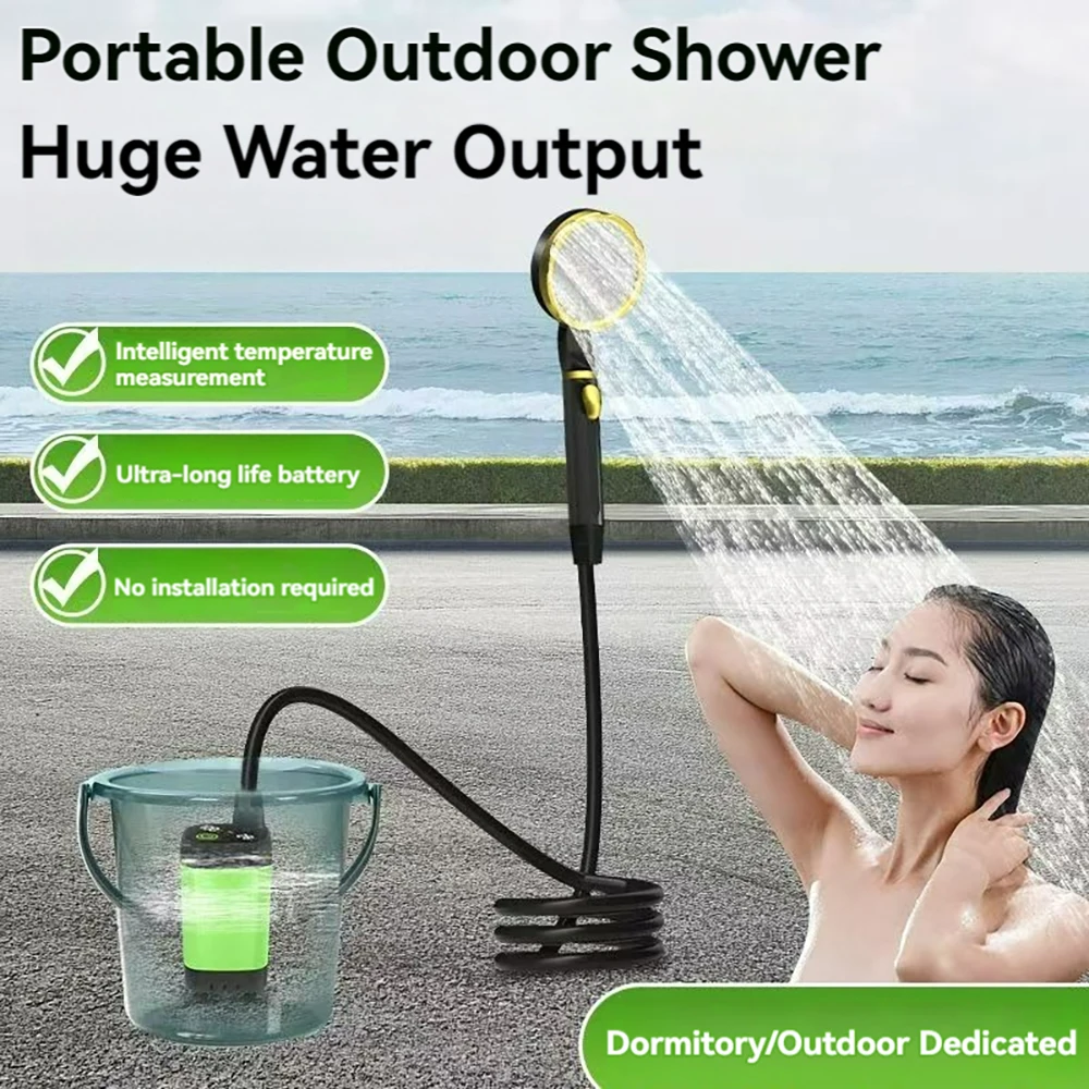 

Full Screen Digital Display Electric Shower Pump Dual Mode 6000 7800 9000mAh Portable Outdoor Camping Human Mobile Shower Head