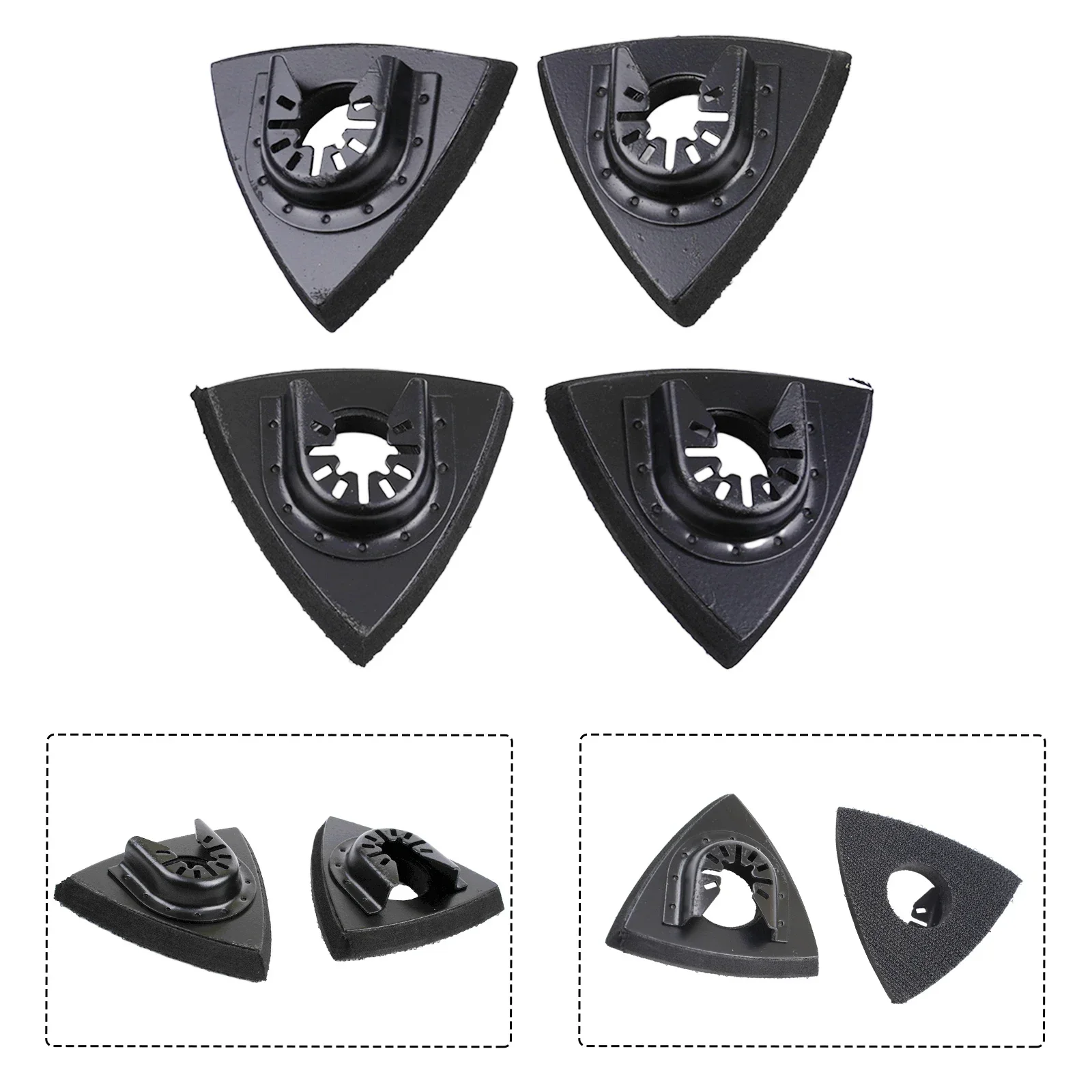 4pcs Triangular Sanding Pads Oscillating Multitool Sanding Pad Quick Release Blades For Power Tool Fore Machine Tools