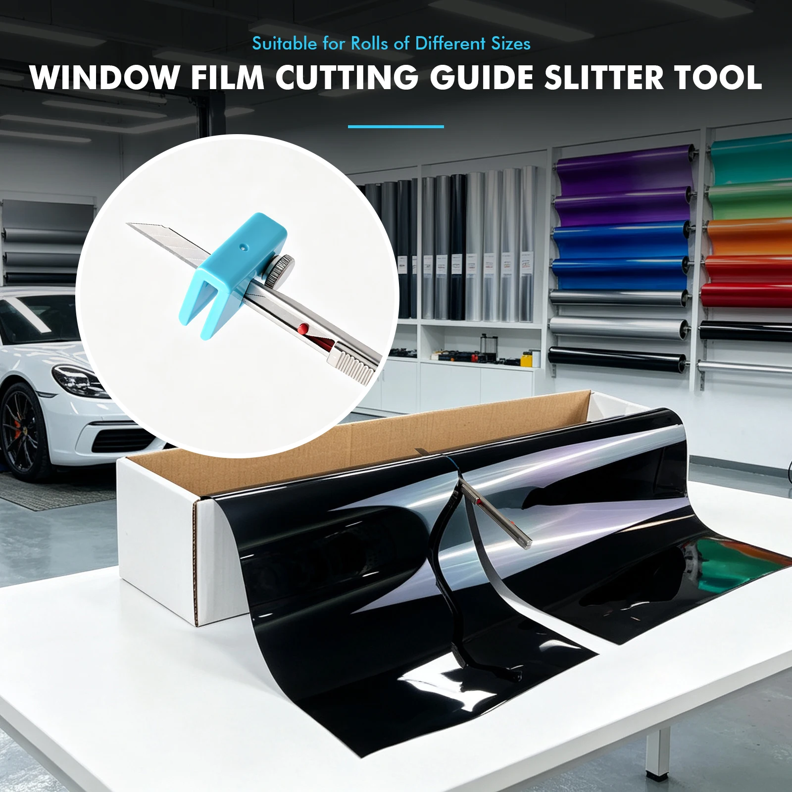 EHDIS 4pcs Straight Cutting Guide Precise Cut Locator for Car Vinyl Wraps PPF Installation Film Roll Blade Fixing Box Clips