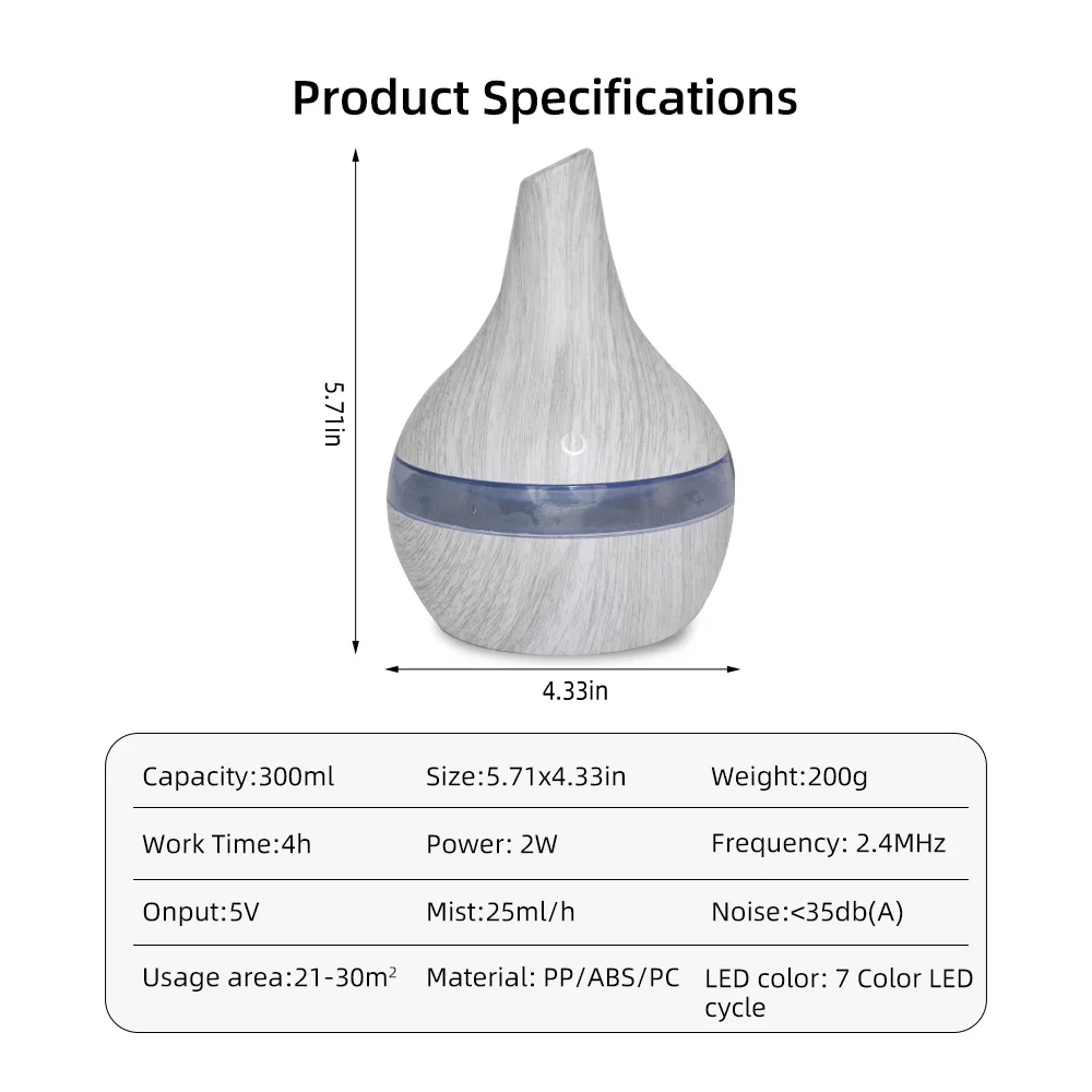 Relax & Sleep Better con umidificatore a nebbia fredda con diffusore per aromaterapia da 300 ml per casa, ufficio e yoga, include 2 oli essenziali e