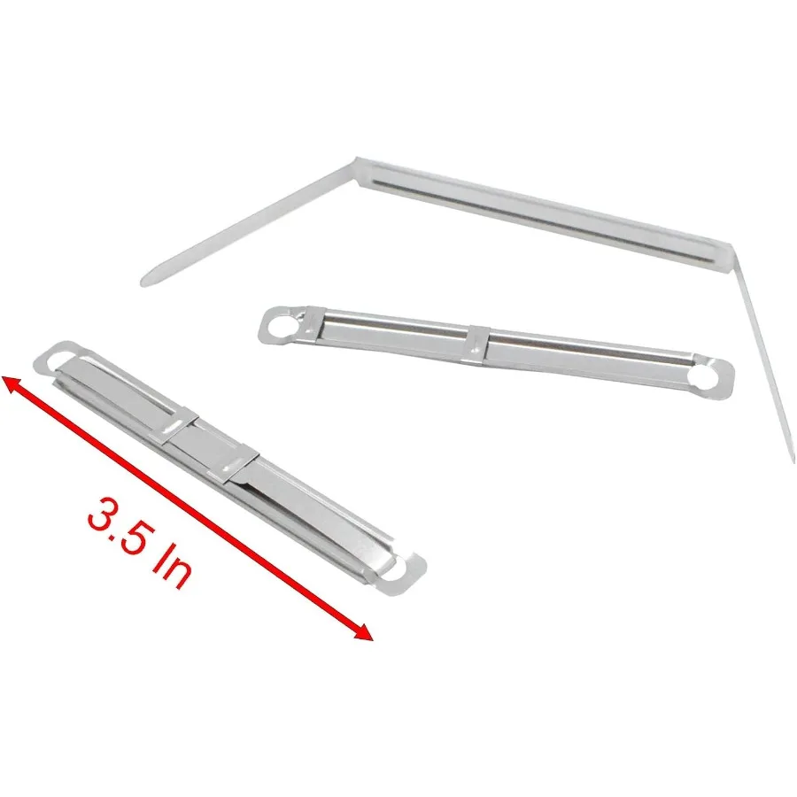 Prendedor de arquivo de metal 50 peças de aço inoxidável 3.5 Polegada 2 furos clipes de papel de metal para folhas soltas e organização de documentos de escritório dur