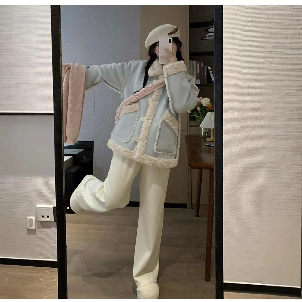 파카 코트 여성 재킷 포켓 긴 소매 턴다운 칼라 싱글 브레스티드 루즈핏 캐주얼 오피스 레이디 2025 가을 겨울